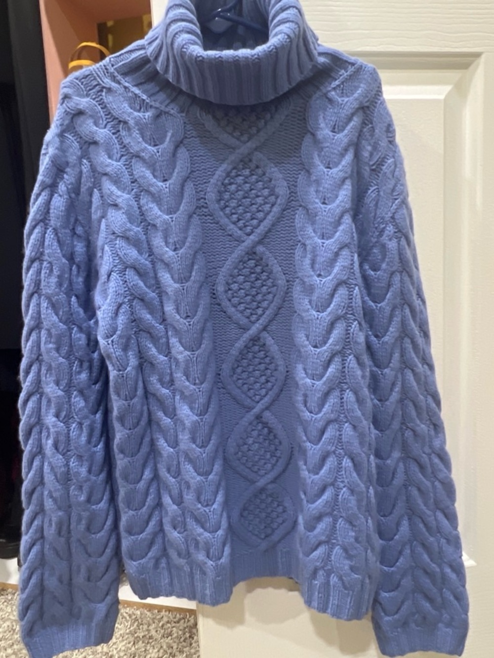 Autumn Cashmere Cable Turtleneck Sweater - Periwinkle Blue